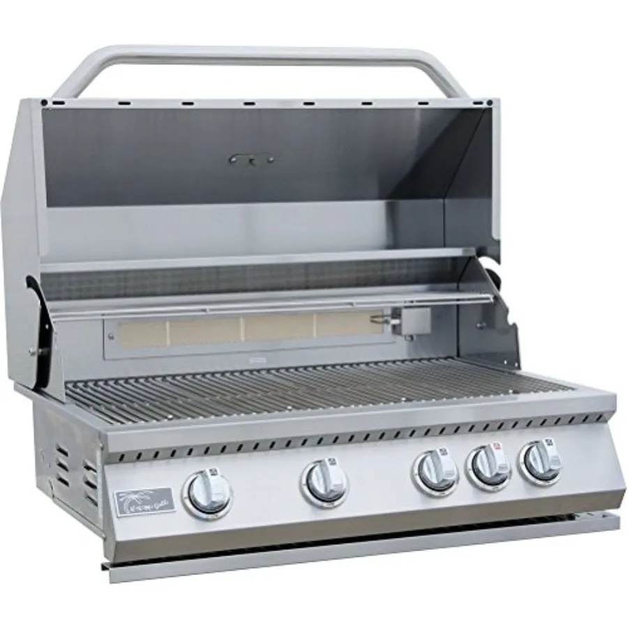 

4 Burner Built In Liquid Propane Grill Stainless Steel Black High Heat Output Durable Construction Easy Installation