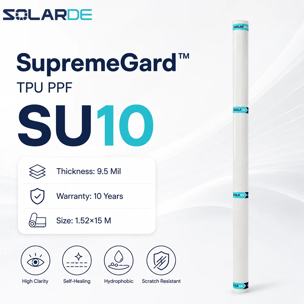 SolarDe 1.52x15m Imported Aliphatic TPU Film Hydrophobic Car Transparent PPF Paint Protection Film Anti Yellowing