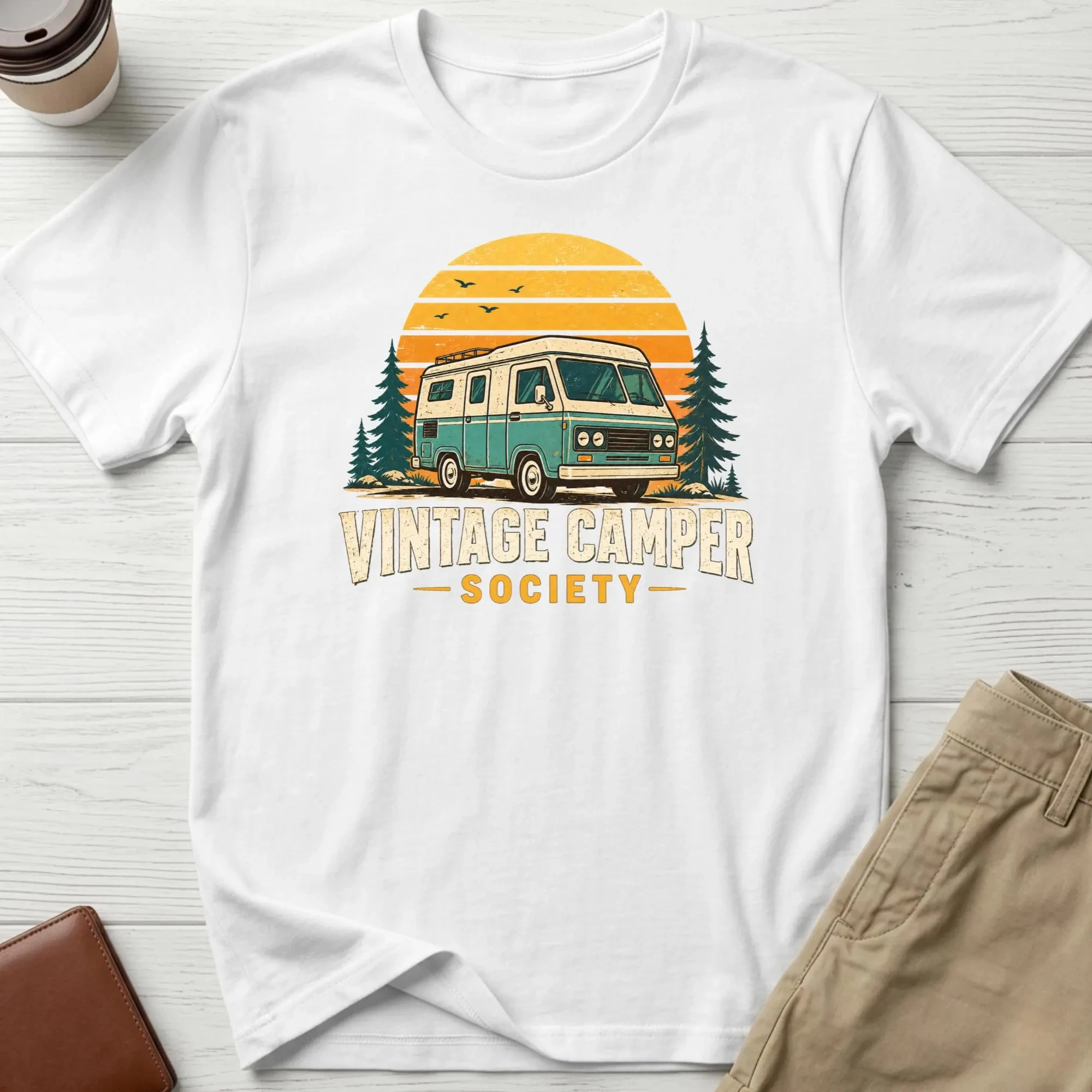 Vintage Camper Society T-Shirt, Retro Campervan Shirt, Van Life Gift, Camping Tee, Outdoorsy Gift for Him, Hiking Shirt