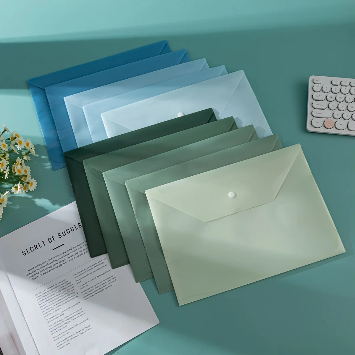 

10pcs Thick Waterproof Gradient Color Morandi File Folders - Large Capacity Document Bags for Students & Office Use