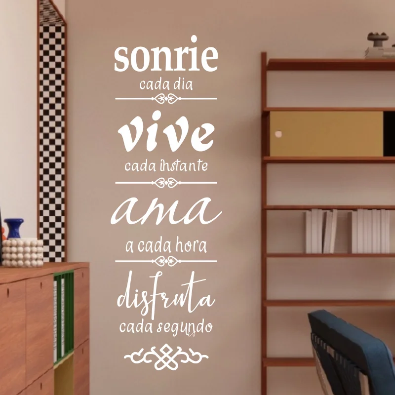 Removable Vinyl Art Mural“sonrie cada dia vive