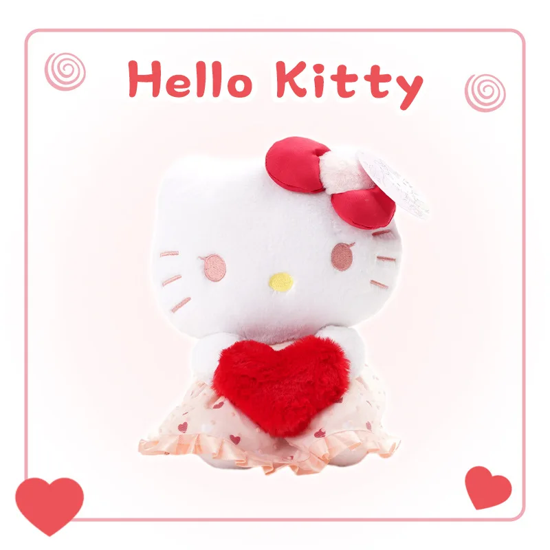 Sanrio Red Heart Kawaii Hello Kitty Kuromi Melody Cinnamoroll Cartoon Cute Stuffed Love Series Toys Christmas Halloween Day Gift