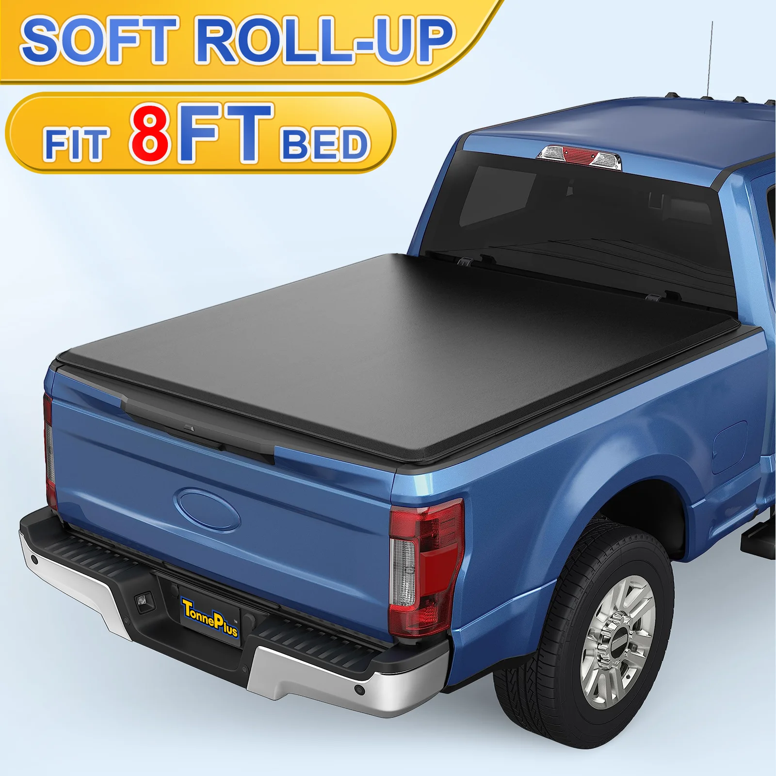 TonnePlus Soft Roll-Up Tonneau Cover Truck Bed Covers for 1999-2016 F250 F350 F450 Super Duty 8FT Bed ; Lightning | 8' (98