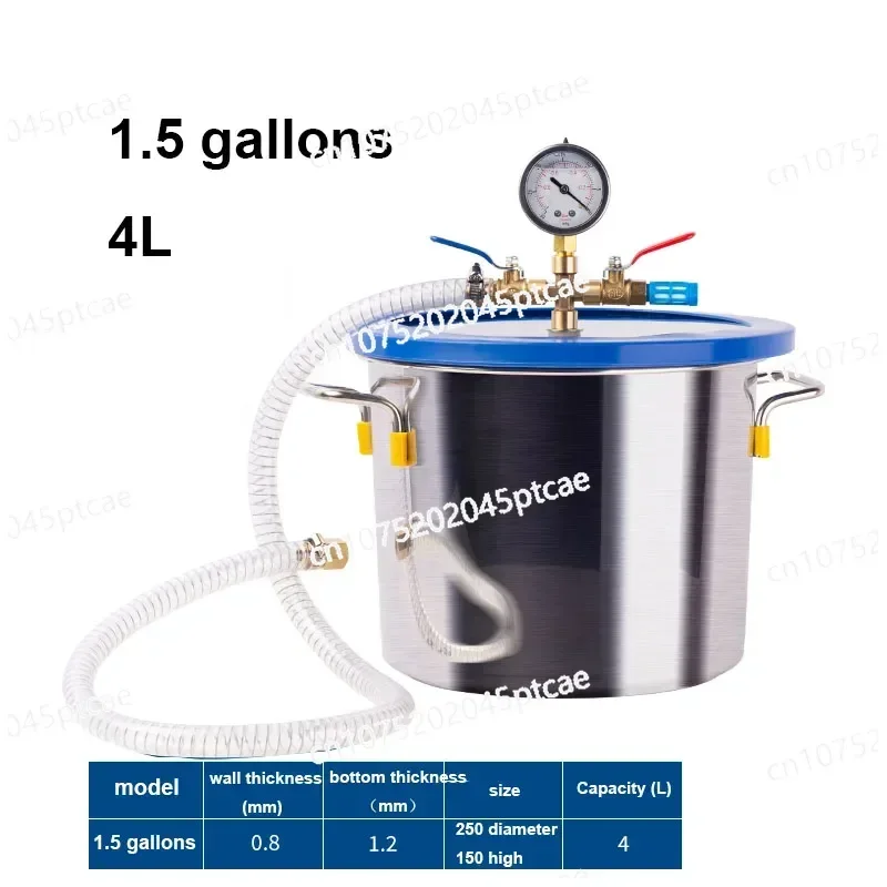 Stainless Steel Vacuum Pump Defoaming Bucket, AB Glue Epoxy Resin, Silicone Gypsum, Degassing Chamber, Bar, 1.5L, 18L