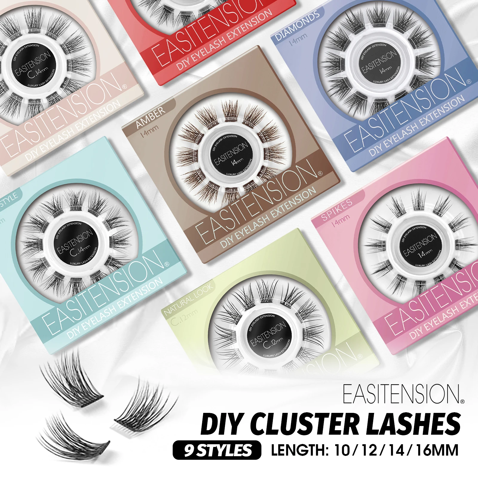 EASITENSION Individual Lashes DIY Cluster Eyelash Extensions 9 Styles Handmade Bundles Dovetail Natural Volume Makeup Supplies