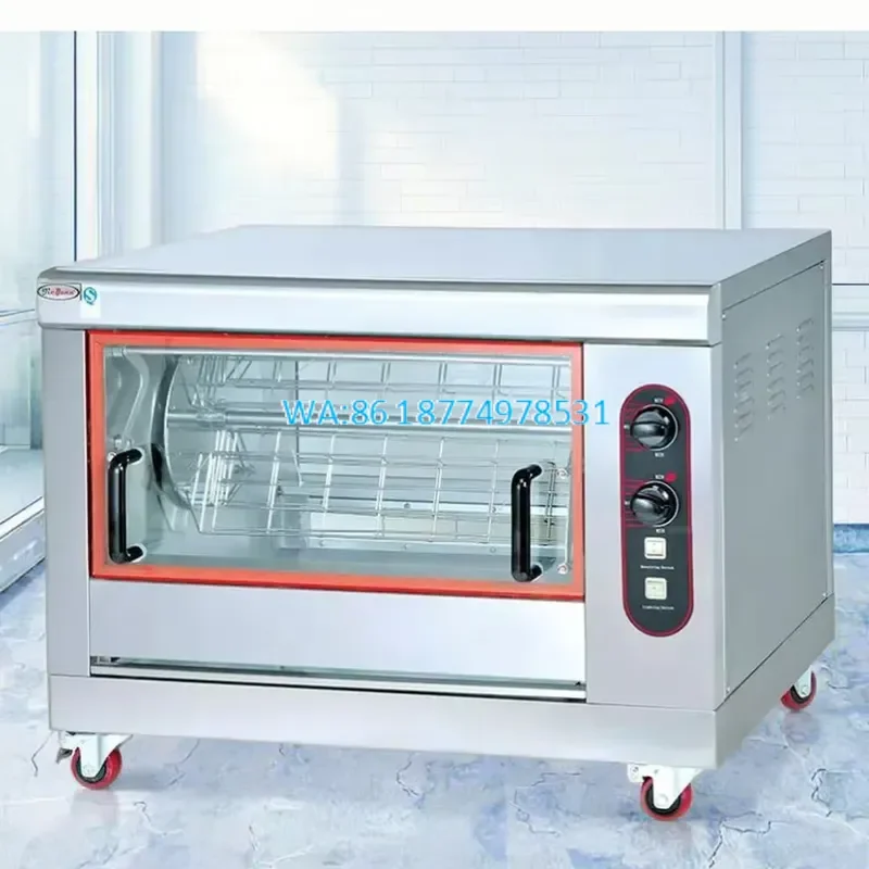 Wmwmnu for Commercial Hotel Restaurant Stainless Steel Gas Chicken Roaster Automatic Rotation Glass Material for Food