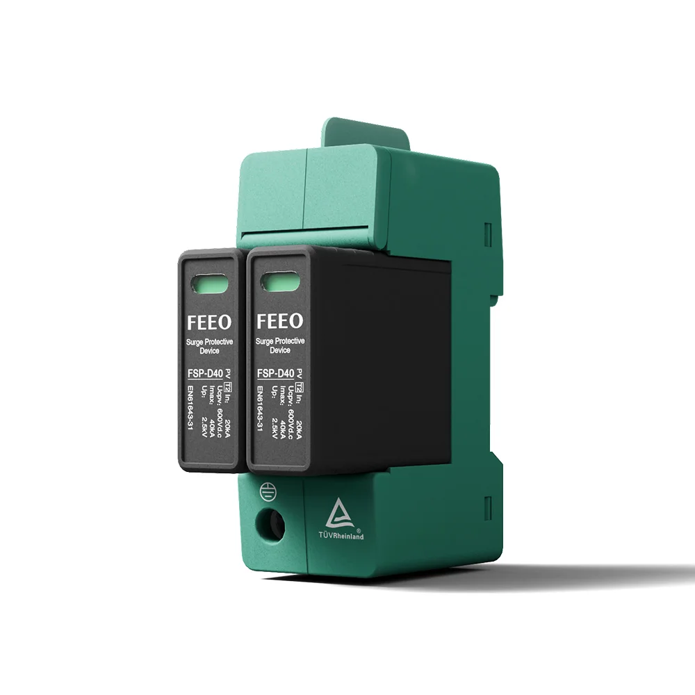 FEEO DC SPD 2P 6PCS 600V 800V 20KA~40KA Din Rail Solar Outdoor Power Protection Protective Device Surge Protector Surge TUV & CE