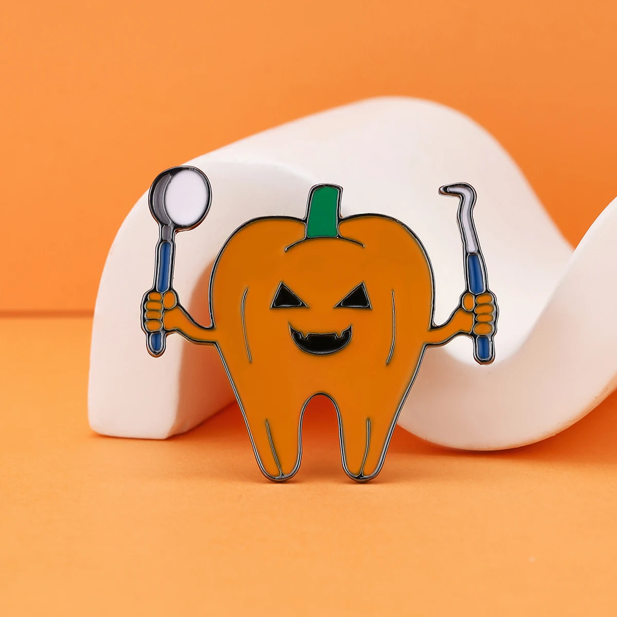 Catuni Cute Dental Teeth Enamel Pin Brooch Halloween Medical Lapel Lanyard Bag Badge Gift Dentist Assistant Colleague Student