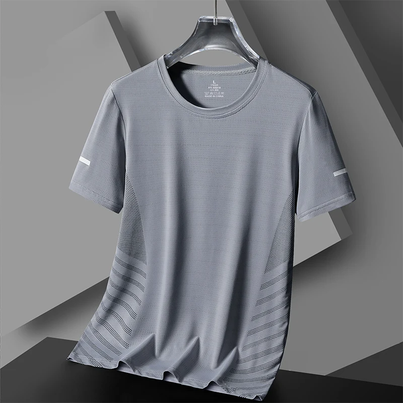 Quick Dry Sport Running T Shirt Men\'s For 2024 T-Shirt Short Sleeves Summer Casual OverSize 5XL Top Tees GYM Tshirt Clothes