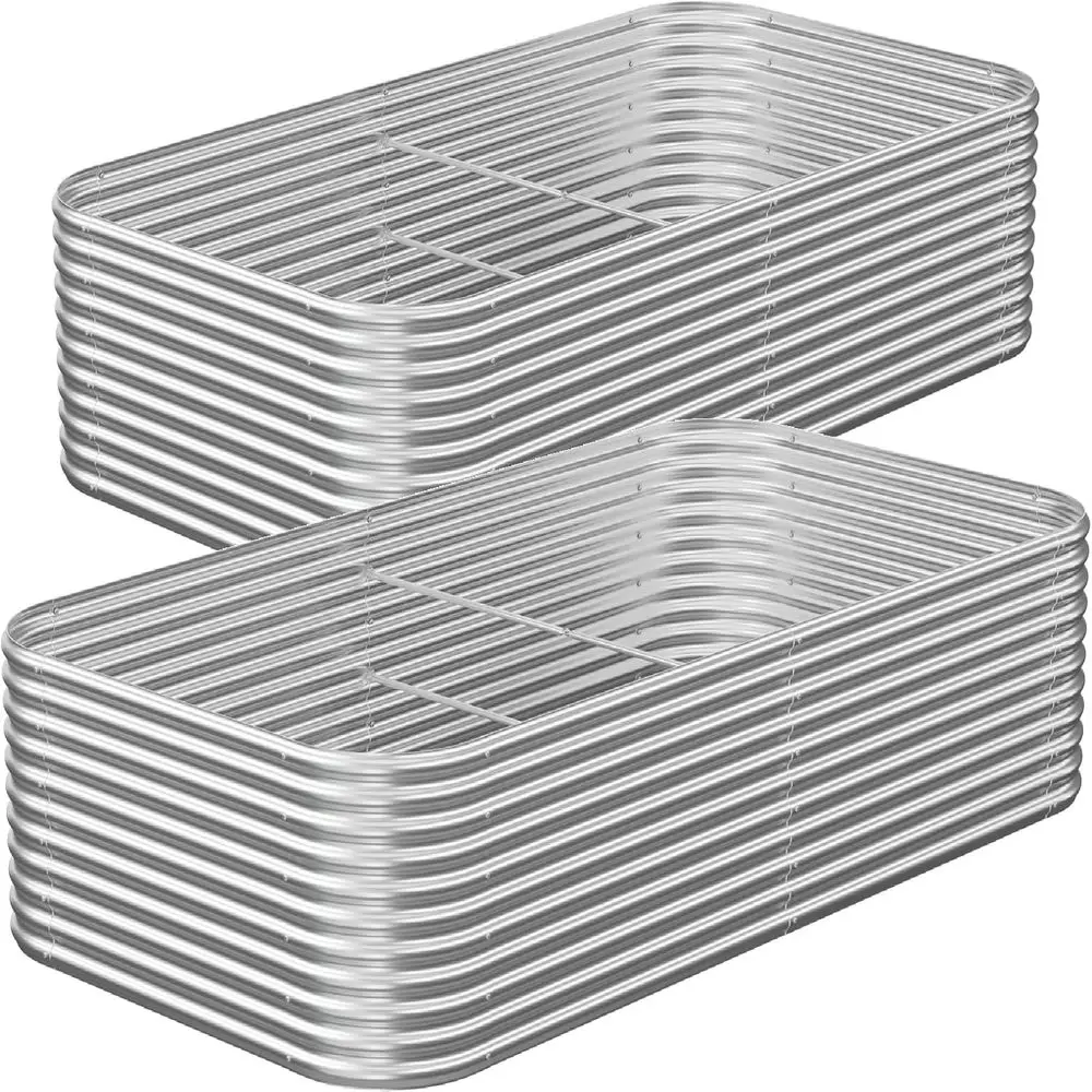 

2 Pack Tall 8x4T Corrugated Galvanized Steel Raised Garden Bed Outdoor, Metal Above Ground Garden Bed or Vegetables and lowers,