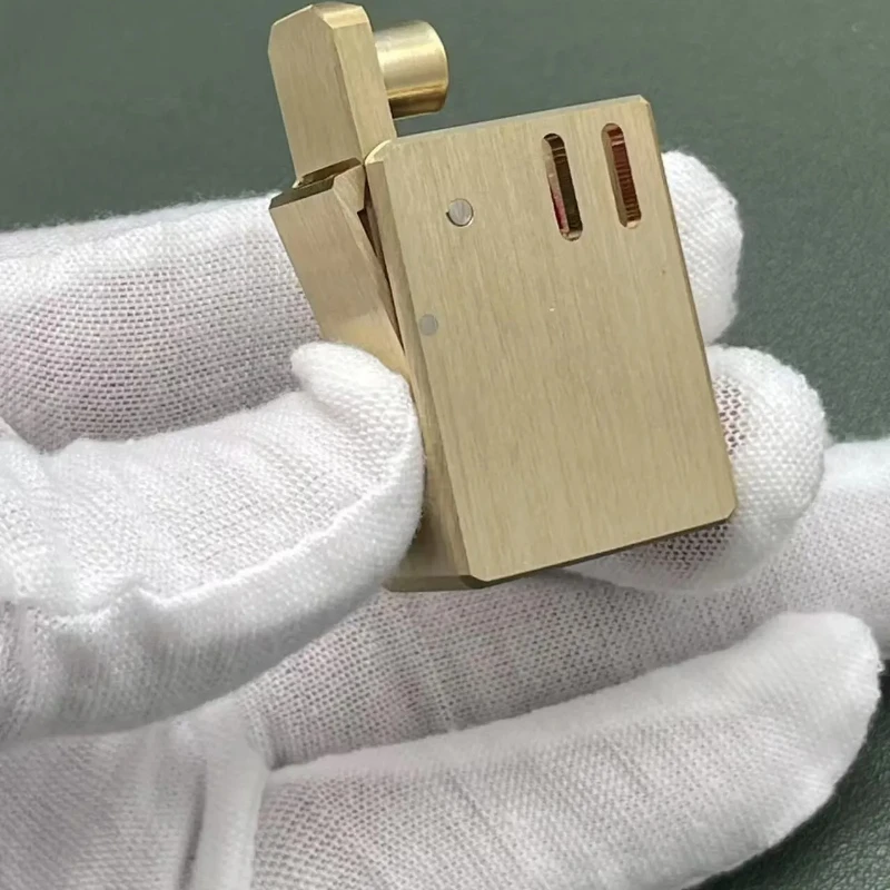 2026 New Mini Portable Brass Small Square Press Type Semi-automatic Ignition Fuel Lighter Cigarette Accessories Men's Gift