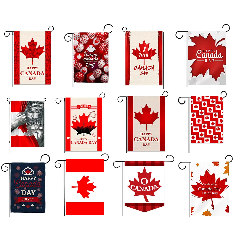 Farmhouse Outdoor Yard Flag, Garden Banner, Canada Flag, 30x45cm, 2Pcs