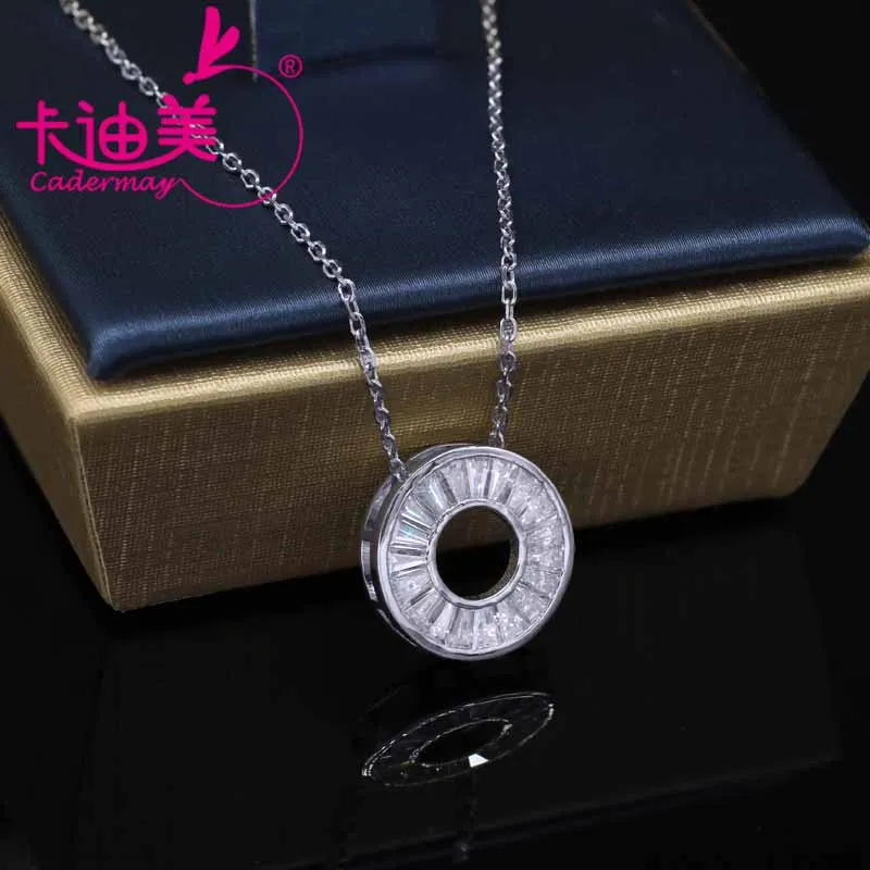 Cadermay  S925 Silver Simple Round Pendant Fashion Necklace Moissanite Customized Smart Jewelry Women Man Chain Party Gift