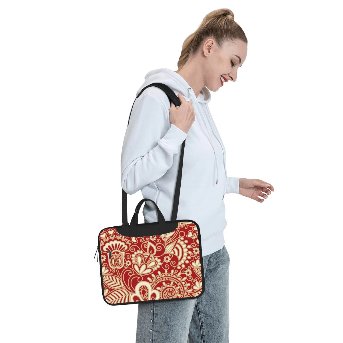 Paisley color pattern laptop bag printed pattern fashion briefcase ultra-thin portable shoulder laptop bag 13 14 15.6in