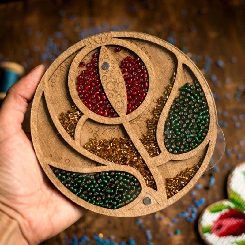 

Wooden Bead Storage Container Box Clear Rhinestone Boxes Organizer 5d Nail Art Accessories Bead Seed Jewelry Display Case