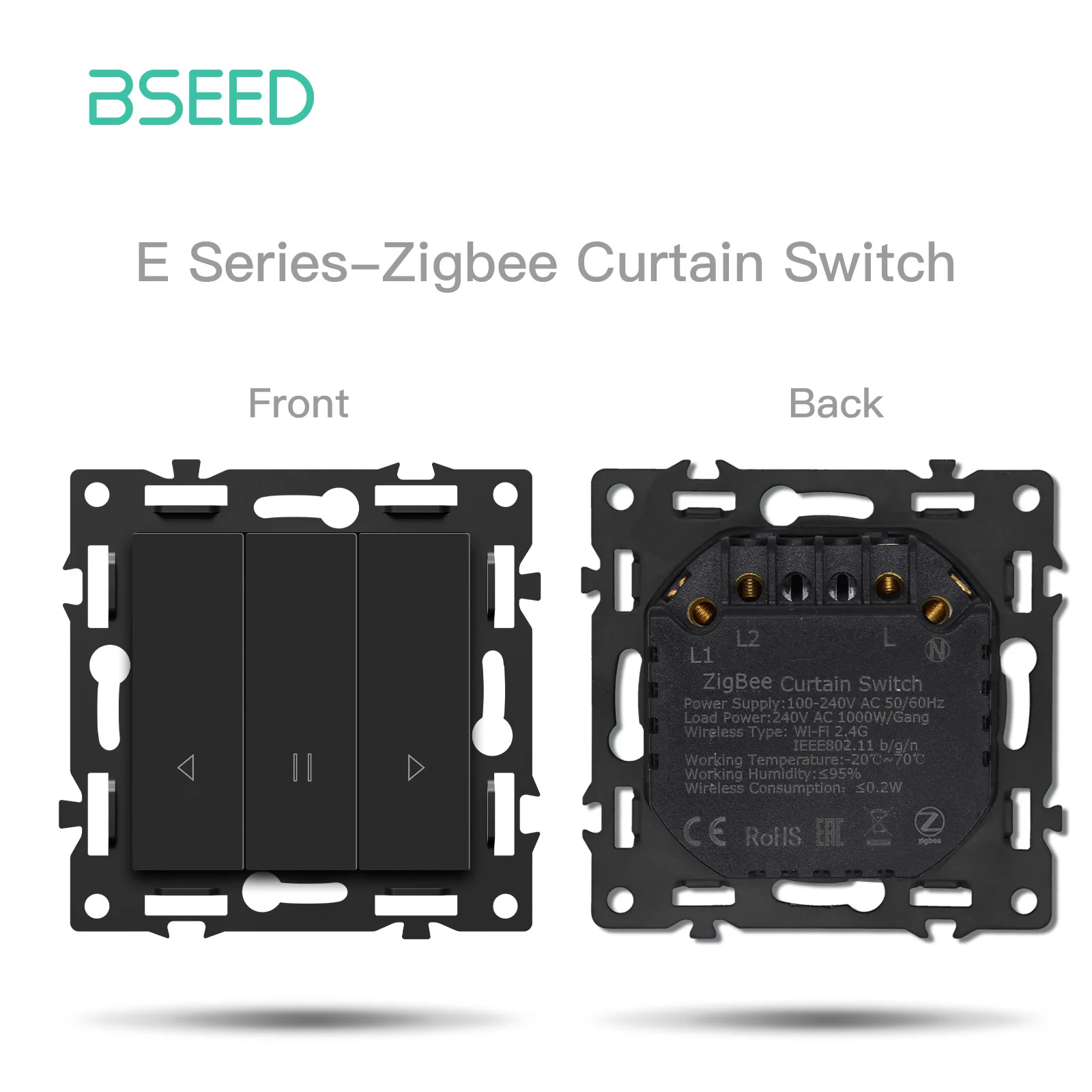 BSEED Zigbee Gordijn/Dimmer/Roller Click Switch Modules Smart Switch Onderdelen Glazen Frame DIY Combinatie Shutter Switch E-serie
