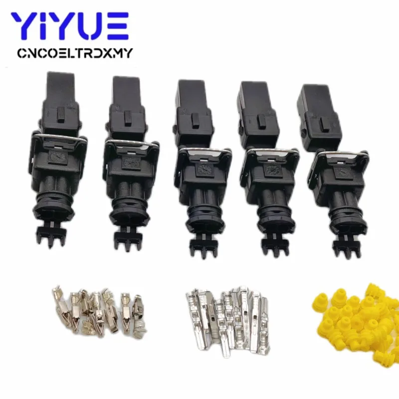 5 Sets  Female And Male 2Pin Wire Connector For Tyco JPT Style 3.5mm Series Waterproof Connectors Includes Terminals and Seals