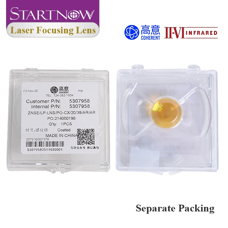 II-VI INFRARED CO2 Laser Focus Lens Dia.19.05mm 20mm FL 38.1 50.8 63.5 76.2 101.6 mm For CO2 Laser Cutting Machine Lenses ZnSe