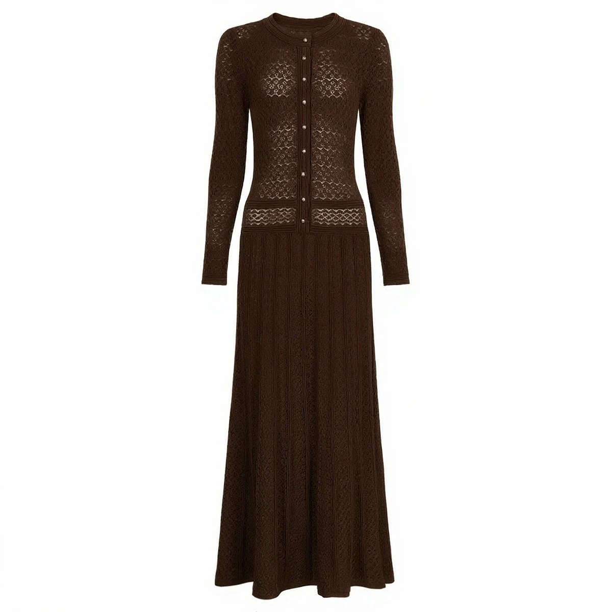 Nanyou-vestido largo de seda brillante de alta calidad, nuevo temperamento a la moda para ir al trabajo, tejido ajustado, cuello redondo, manga larga