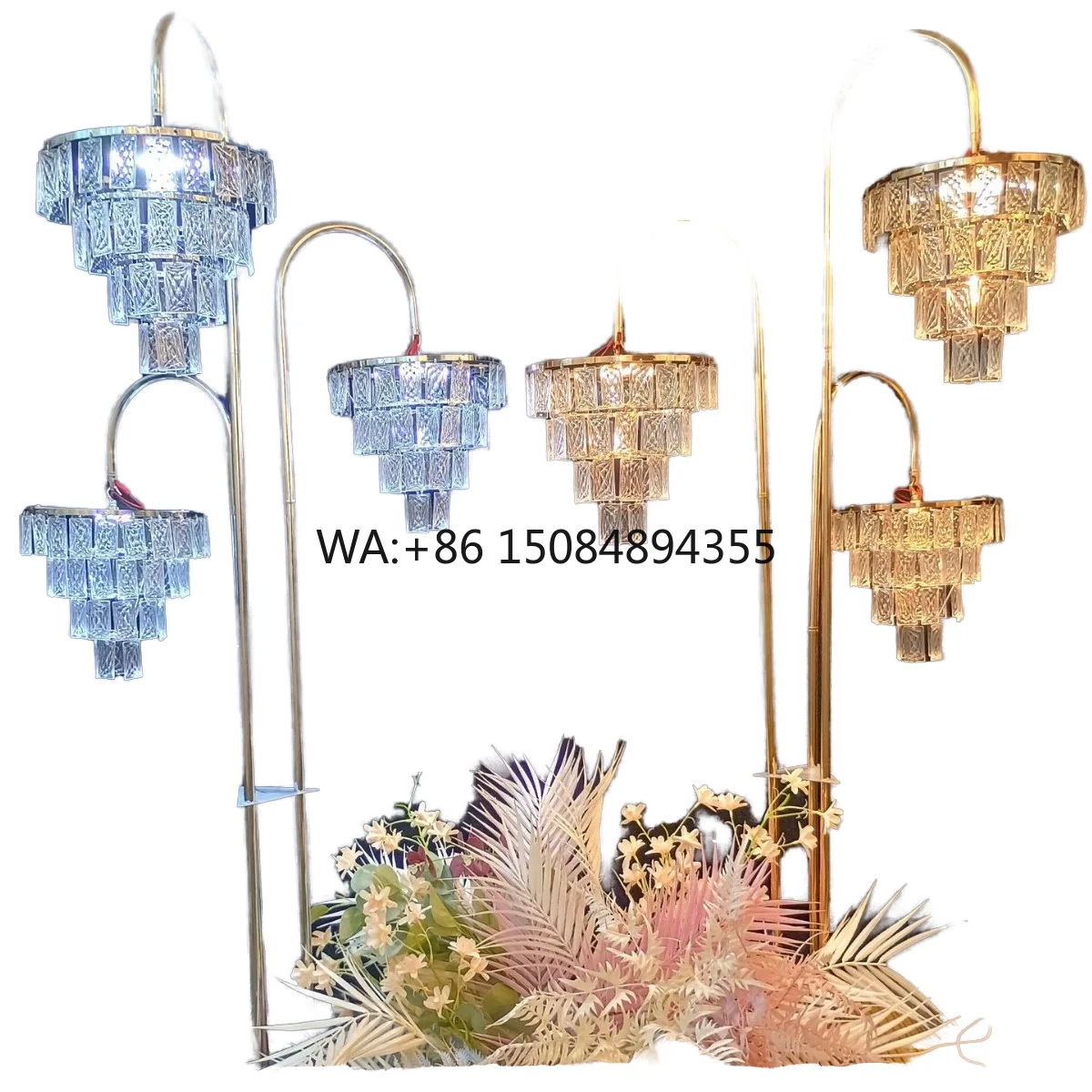 Luxury Wedding Decoration AC Powered Crystal and Metal Tree Chandelier with LED Lights IP65 Rated Touch Control