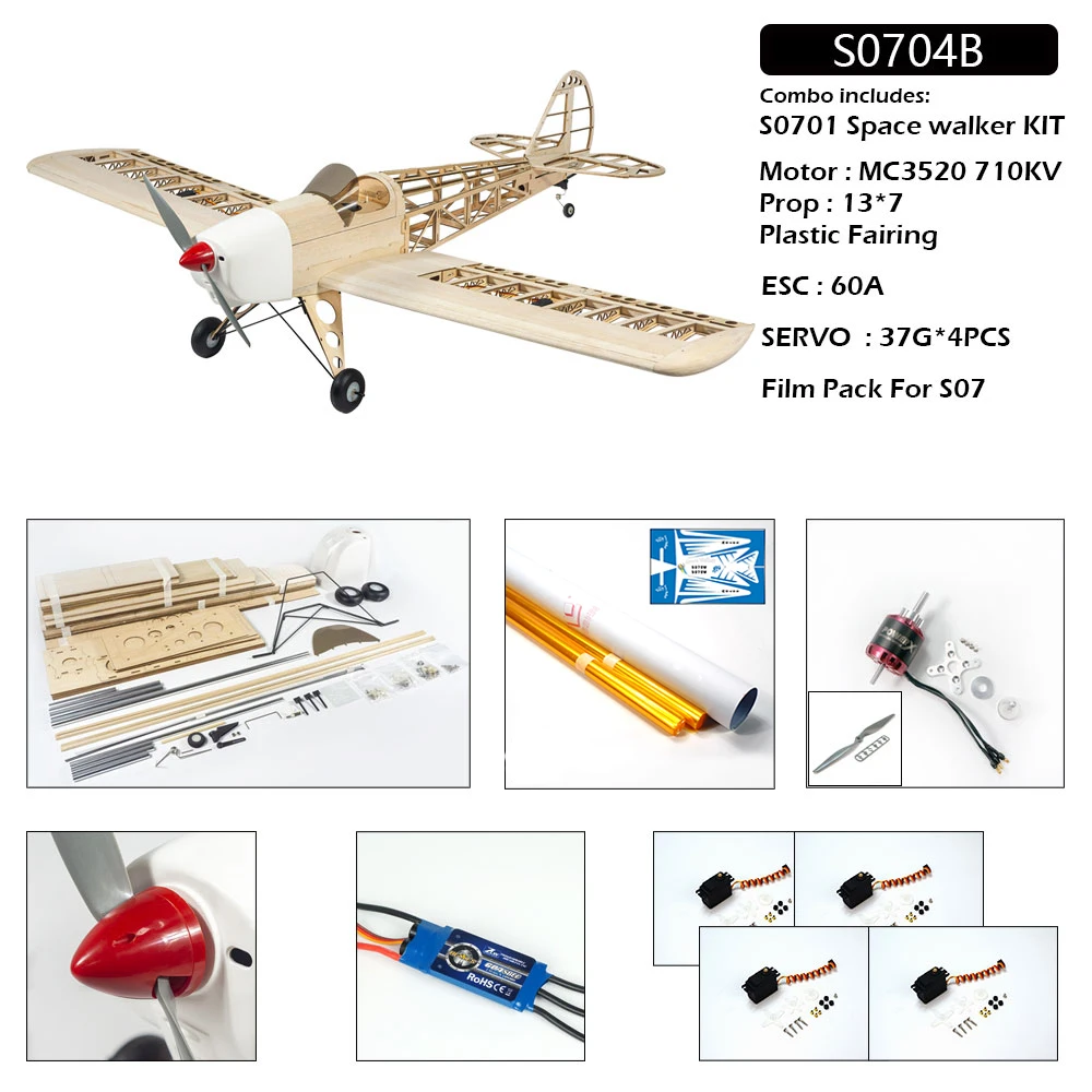 DW Hobby 1.6M Space Walker Bausatz – 63 Zoll 1:5 Maßstab Balsa Elektro-/Benzin-RC-Flugzeug S07 – Detail 32