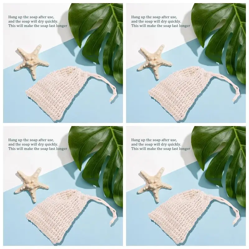 4pack X((10 Pack Natural Sisal Soap Bag Exfoliating Soap Saver Pouch Holder)