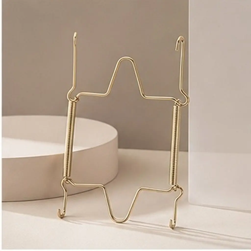2Pcs U-Shaped Spring Plate Hangers Invisible Wall Hooks Metal Heavy Duty Plate Display Holders Stainless Steel