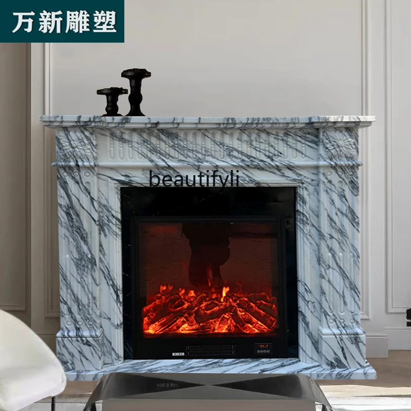 

Marble fireplace French large white stone fireplace living room entrance fireplace decorative cabinet