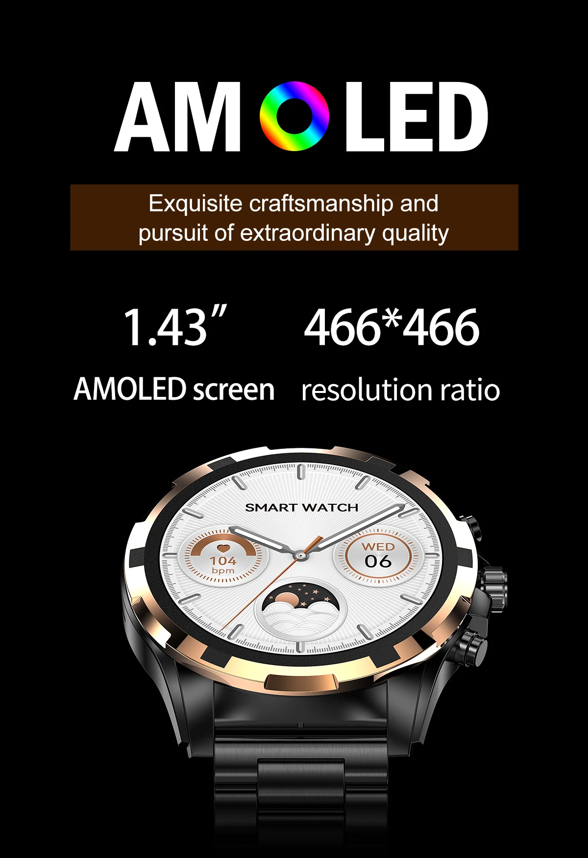 HK98 Smart Watch Amoled Screen Full Touch Sport Fitness Watches IP67 Waterproof Heart Rate Steel Band Android IOS Watch For Men