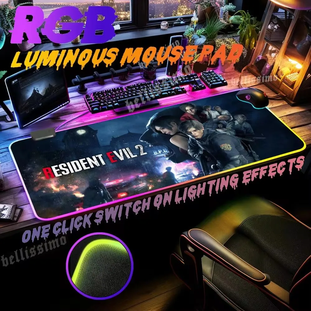 Popular R_resident E_evil Series RGB Mouse Pad Keyboards Gamers Decoracion Desk Mat Creative Mousepad Lighting Table Mice Mat