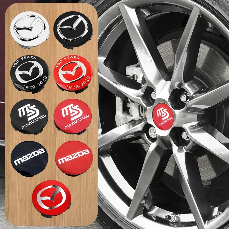 Image of 4 Stück 56mm Radnabenkappen Logo Emblem Abdeckung für Mazda 6 3 CX5 2 CX7 Demio Atenza Axela MX30 CX30 CX3 CX9 MX5 RX8 RX7