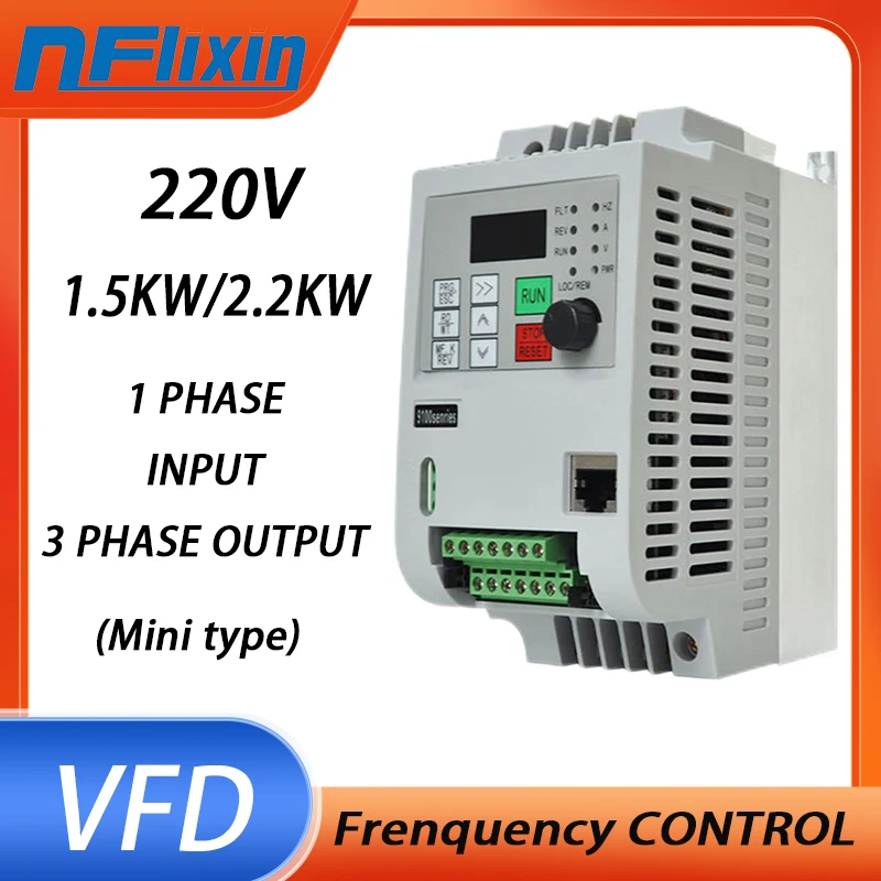 220V Economical VFD Variable Frequency Drive Converter Inverter 1.5/2.2/4/7.5 KW Motor Speed Controller