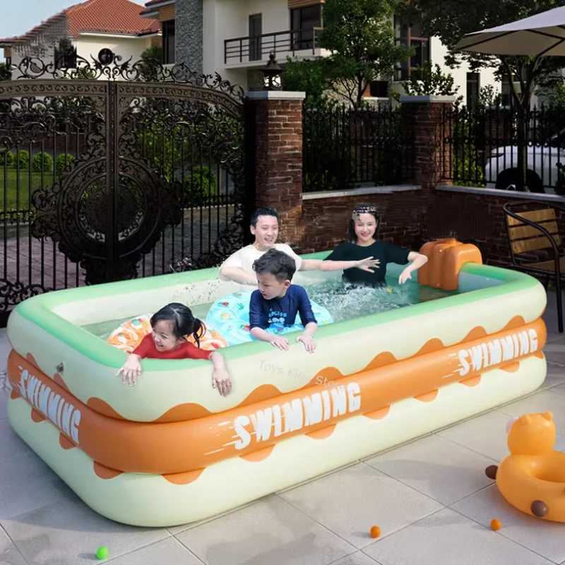 

2.6M Large Family Inflatable Swimming Pool Baby Framed Pools Outdoor Folding Paddling Piscina Kids Slide Pool Garden Game Toys