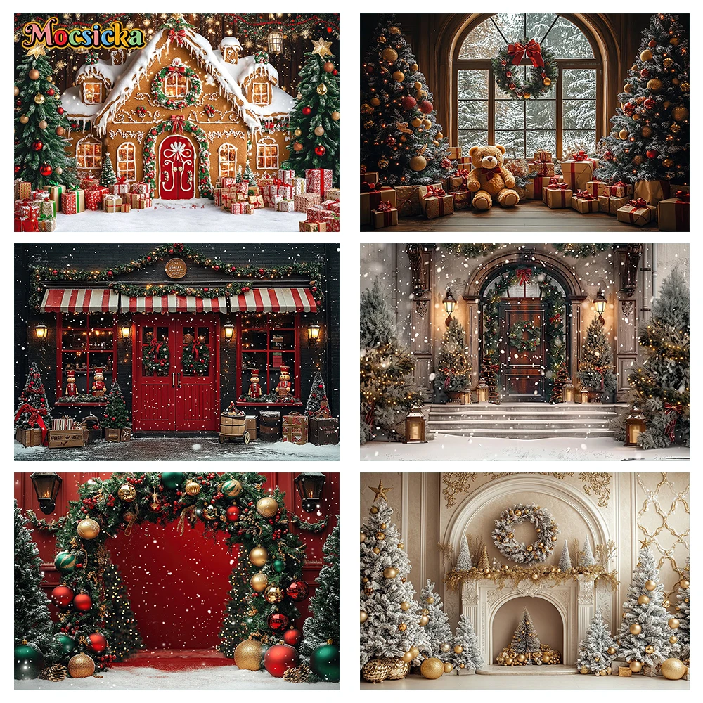 Mocsicka الشتاء التصوير خلفية دافئة عيد الميلاد الموقد إكليل مهرجان حفلة الأسرة الأطفال صورة خلفية الاستوديو