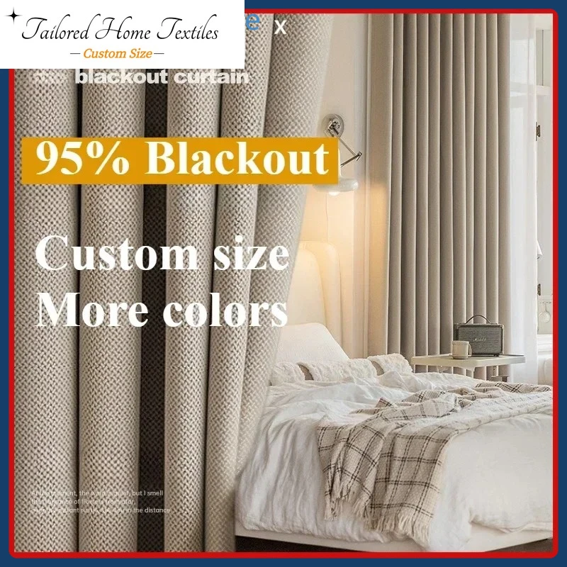 

Custom Size Beige Thick Blackout Curtains for Bedroom Window Curtains for Living Room Dining Elegant Modern White Tulle Decor