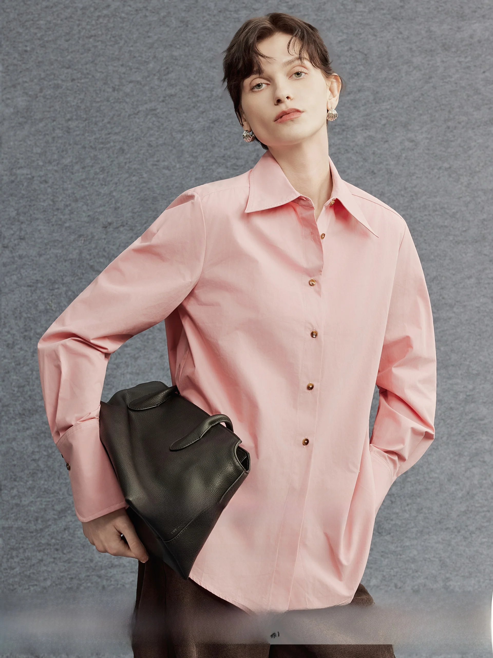 

Miiine mat Row Sle irt Waist-Cinching Design ential All-Seasons Modal Fiber Blend Long Sve Women's irt