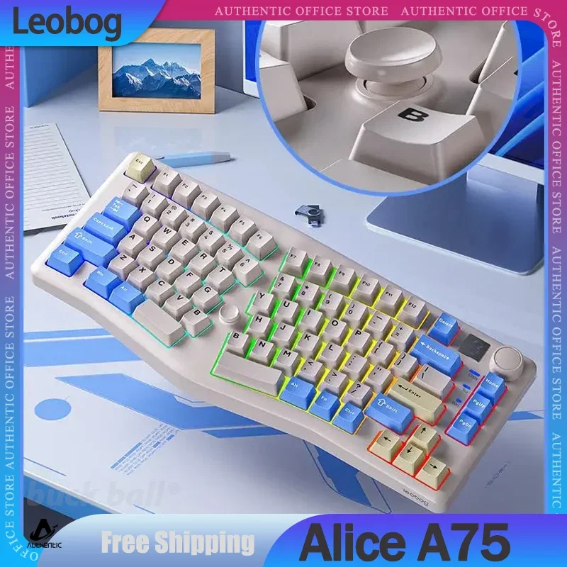 

New Leobog Alice A75 Mechanical Keyboard 3Mode 2.4G Bluetooth Wireless Keyboard Ergonomics PBT Hot swap RGB Gamer Keyboard Gifts