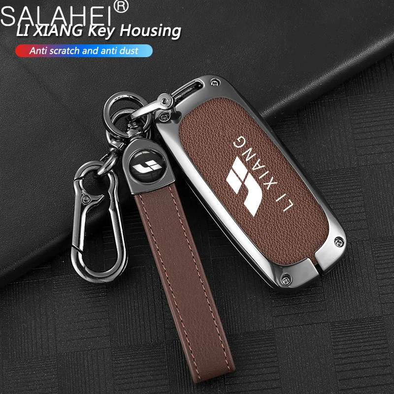 

Zinc Alloy Leather Car Smart Remote Key Fob Case Cover Shell Bag For LEADING IDEAL LiXiang L9 L8 L7 Protection Auto Accessories