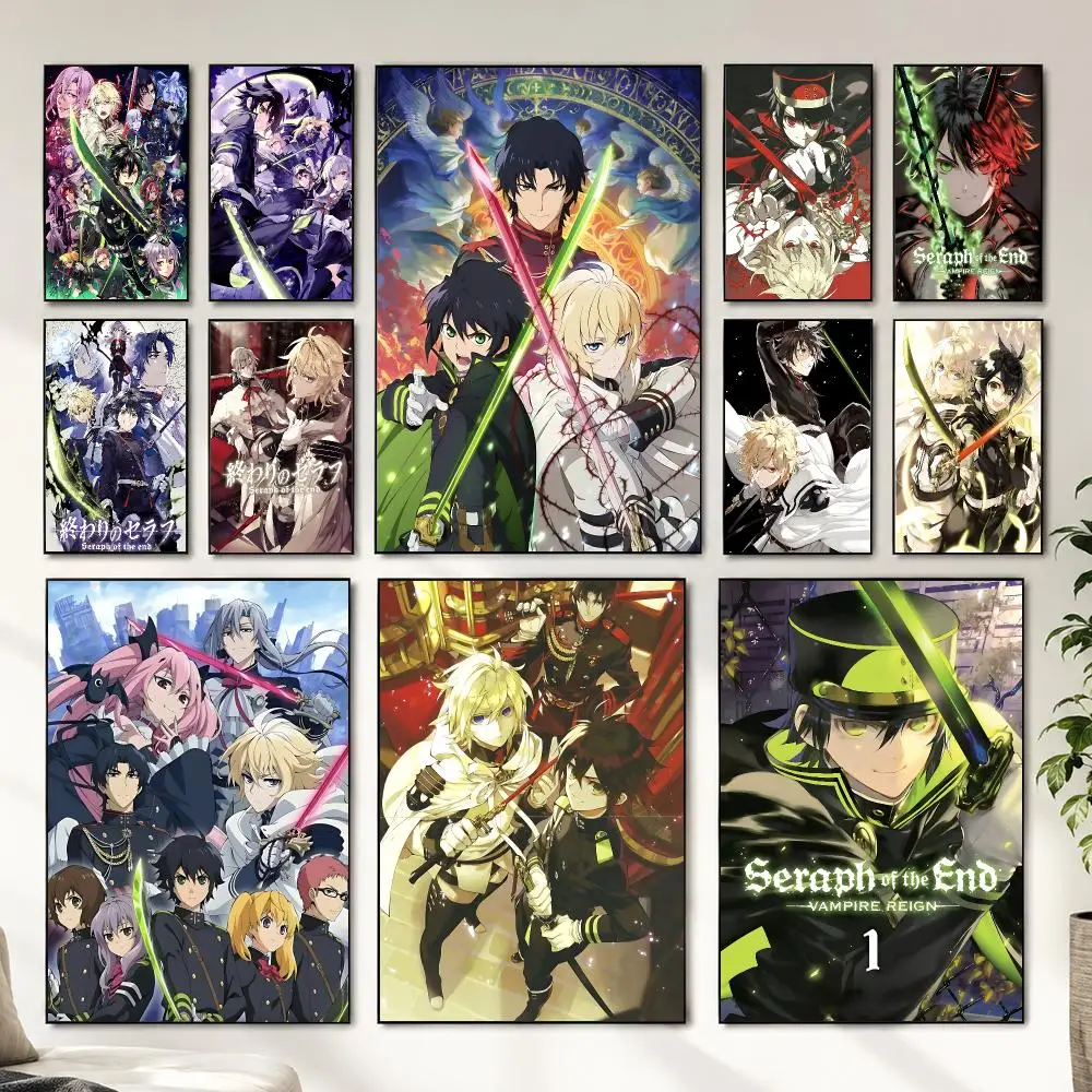 Hot Japanese Anime S-Seraph Of The E-EndS Poster HD Home Decor Sticky Wall Waterproof Home Living Room Bar Aesthetic Decor