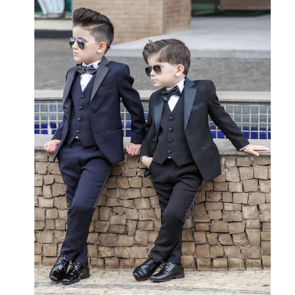 

Fashion Boys Suits 3 Piece Notch Lapel Formal High Quality Outfits Party Wedding Tuxedos Kids Clothes (Blazer+Vest+Pants)