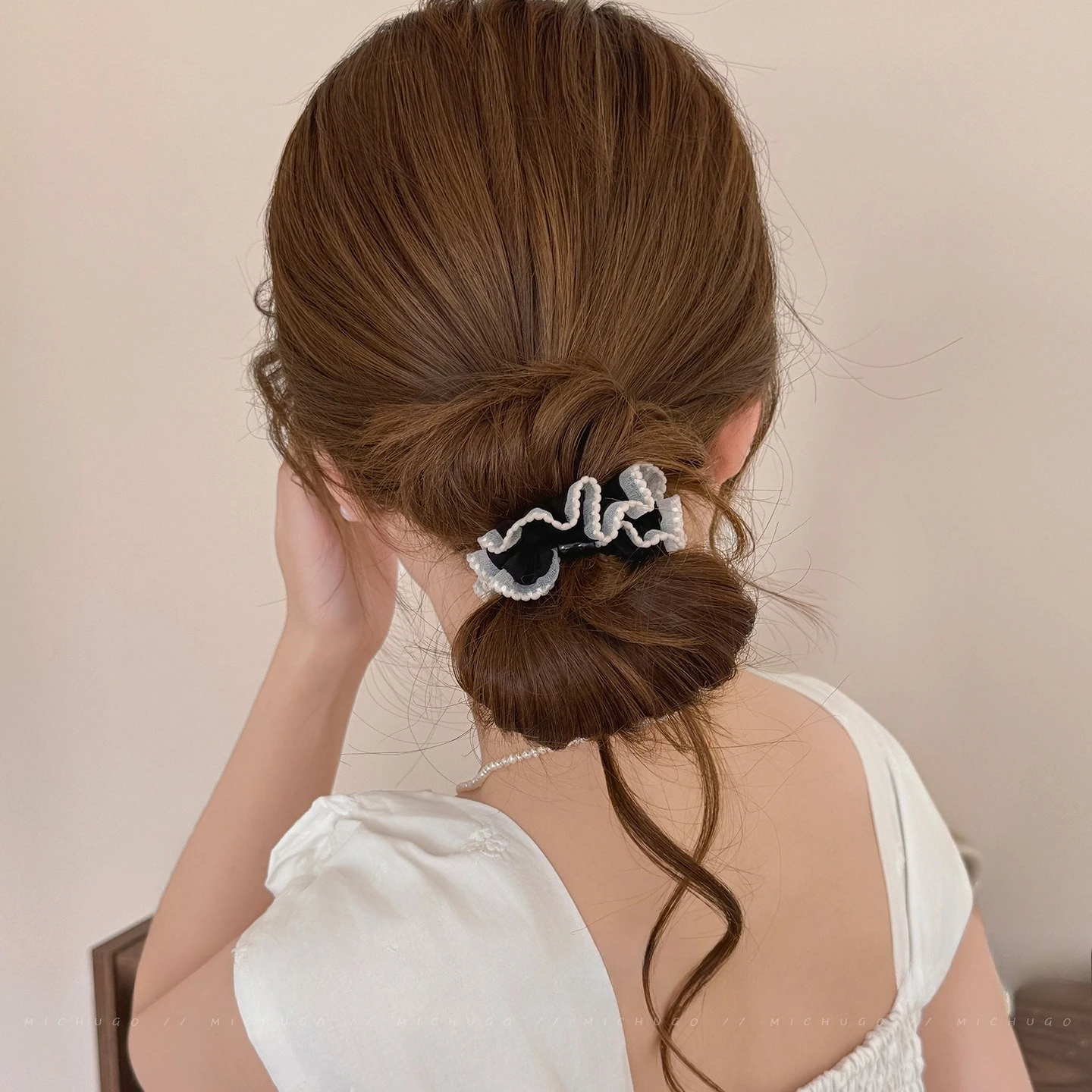 

Elastic Ruffle Hairbands Polka Dot Lace Hair Scrunchies Rope Ties Girls Rubber Bands Female Ponytail Holder Hair Accessories