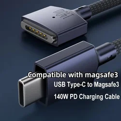 Compatible magsafe3 Magnetic Charger Cable USB-C to magsafe3 Laptop Charging Cable PD 140W for MacBook Air/Pro A2442 A2485 A2681