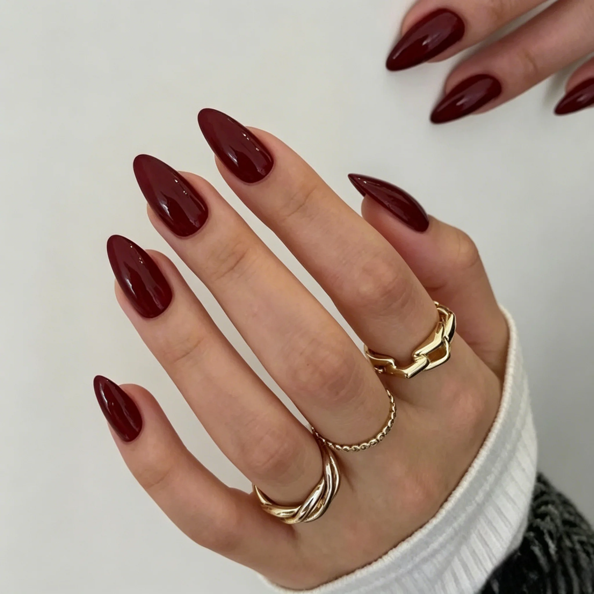 Nail Art Red - 24Pcs/Set Simple Wine Red Fake Nails