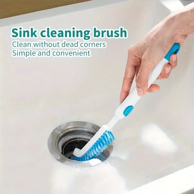 Ergonomic Retractable Handle Cleaning Brush – Flexible Angle Scrubber for Nooks,Grooves & Sinks.Efficient Bathroom &Kitchen Tool
