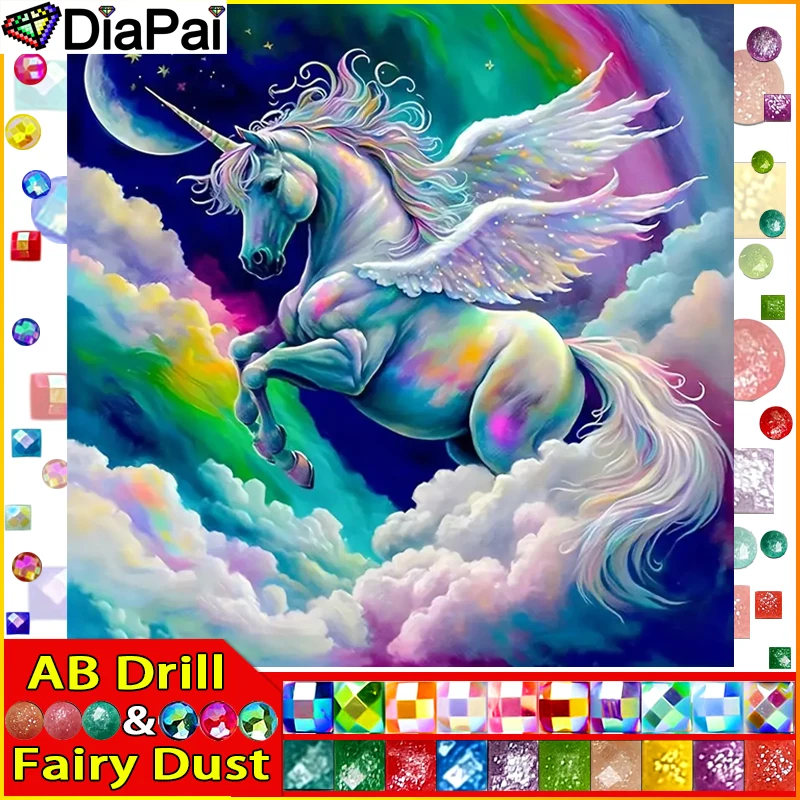 

DIAPAI Fairy Dust AB 5D Алмазная вышивка Набор для рукоделия "Корь Радуга Луна" Diy Алмазная картина Вышивка крестиком Украшение дома