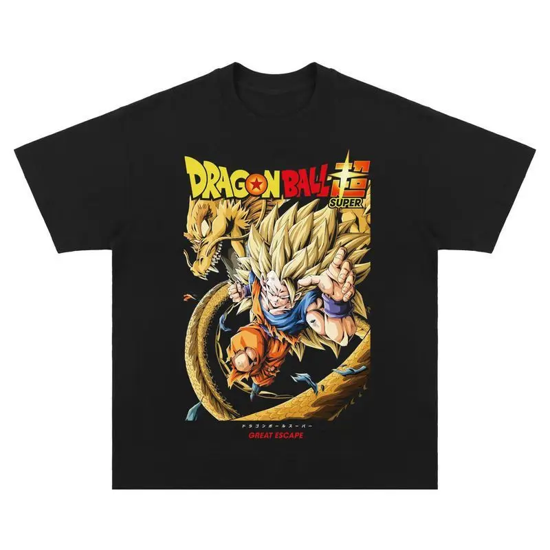 

Summer trendy brand men's clothing American retro loose os round neck cartoon animation dragon ball short-sleeved T-shirt men