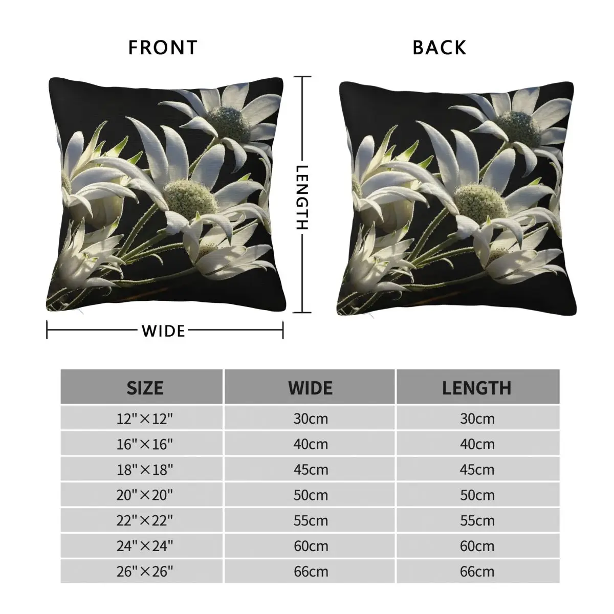 Australian Flannel Flower Square Pillowcase Polyester Linen Velvet Printed Zip Decor Car Cushion Cover 18