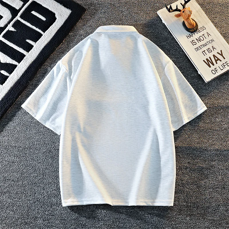 Men's Outdoor Running Fitness Sports Leisure T-shirt Summer Trend Loose and Fast Drying Fashionable Lapel Short Sleeved Top