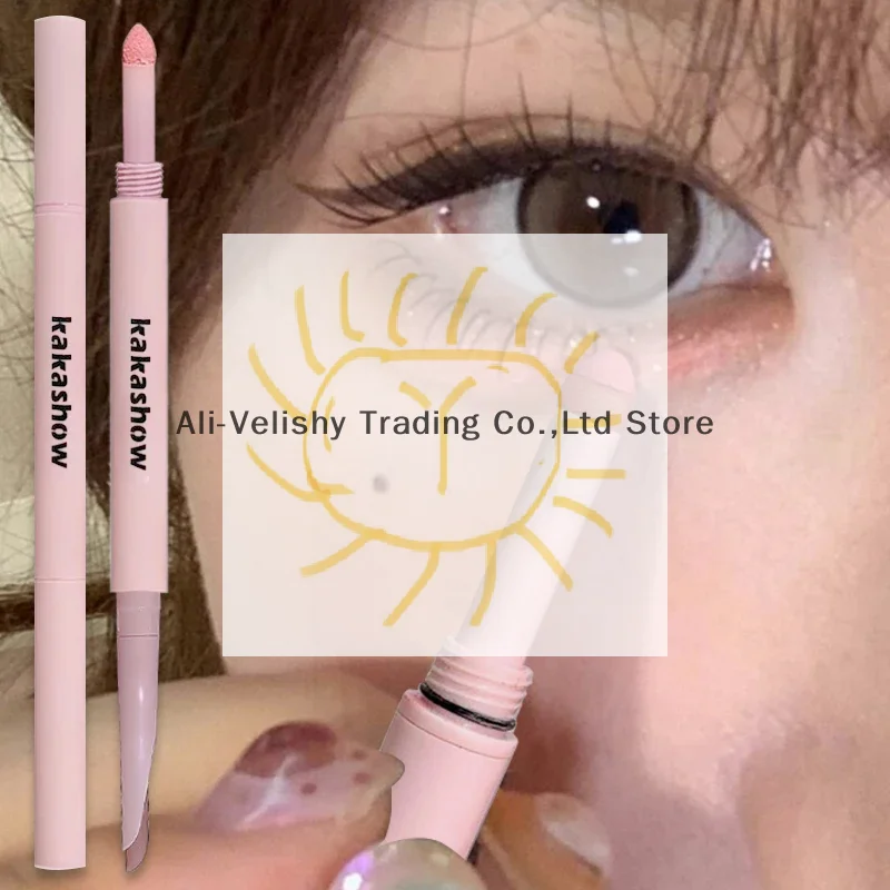 Menisco duplo-end deitado bicho da seda lápis delineador perolado fosco nu rosa iluminador sombra caneta iluminando maquiagem dos olhos