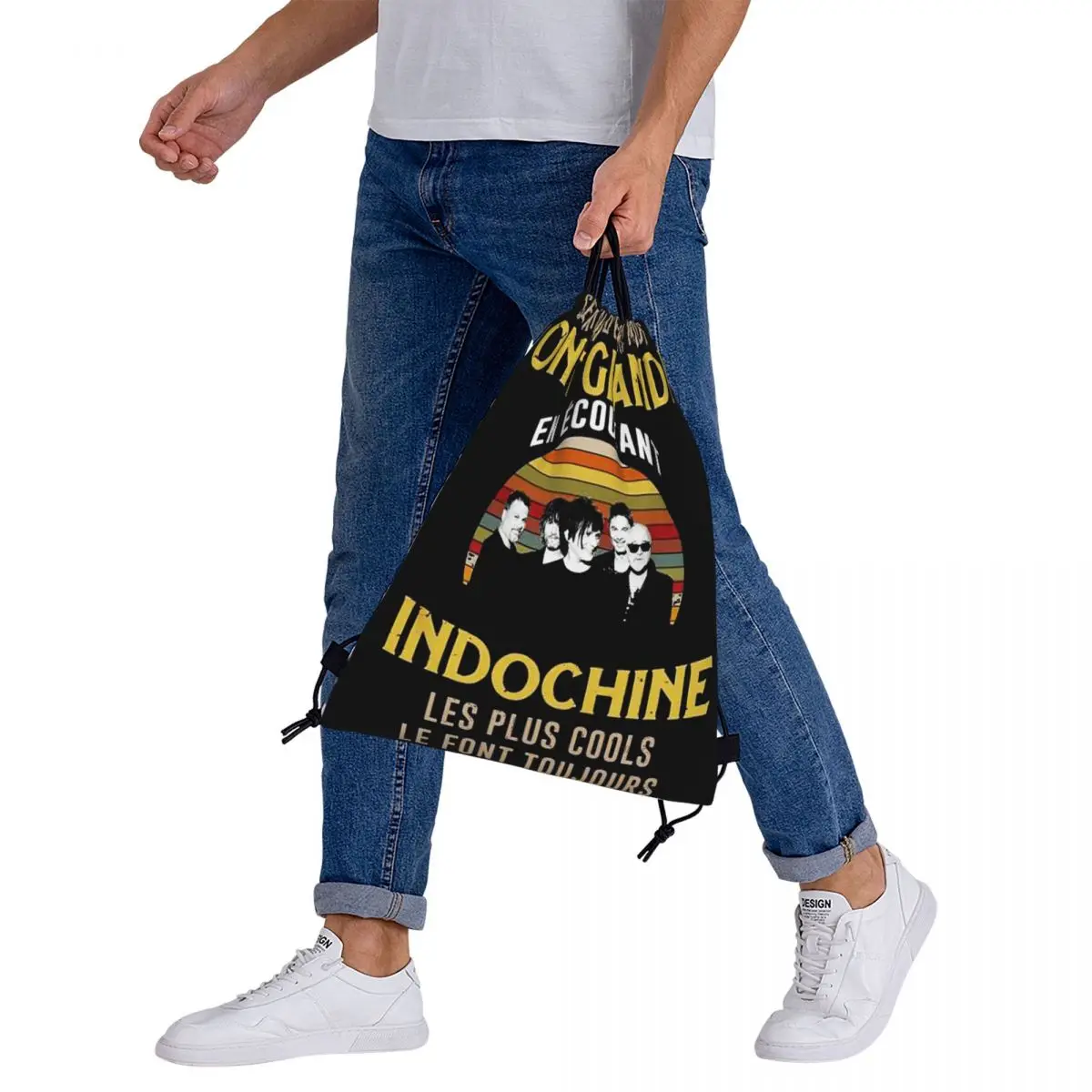 Terbaik dari Indochine Band Logo Exselna genre Rock ransel tas tali serut bundel saku tas buku Olahraga